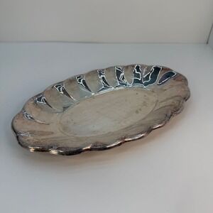 Gorham Silverplate Oval Scalloped Bread Tray Serving Dish YC864 Vintage Silver